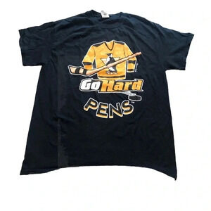 Pittsburg Penguins Go Hard Pens Black Hockey Short Sleeve Unisex Size Medium